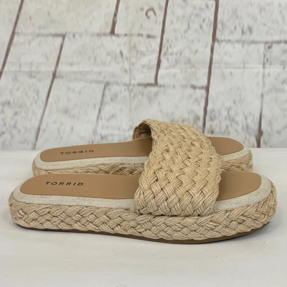 Torrid Womens Espadrilles Raffia & Jute Slip On Platform Sandals Shoes Sz. 9WW